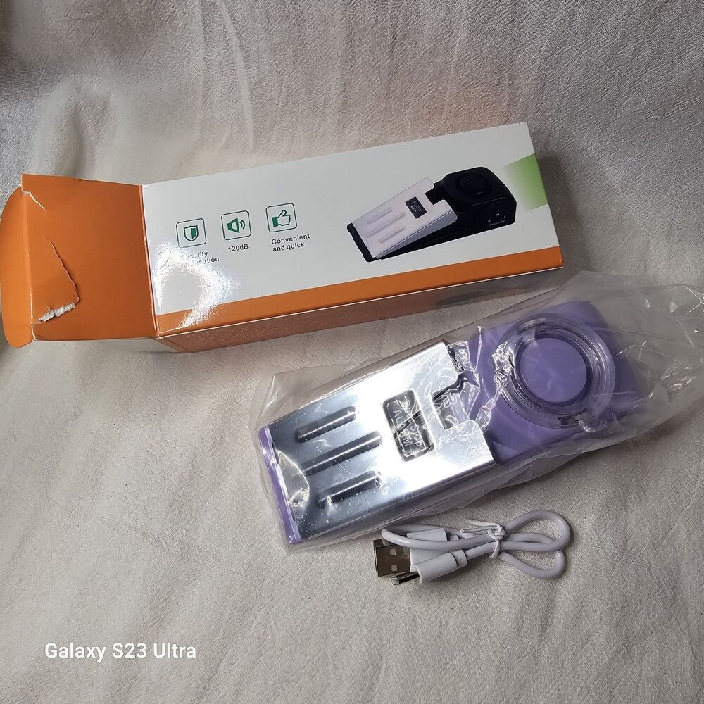 PURPLE Door Stop Alarm 120Db Siren Portable Security Door Stopper Wedge